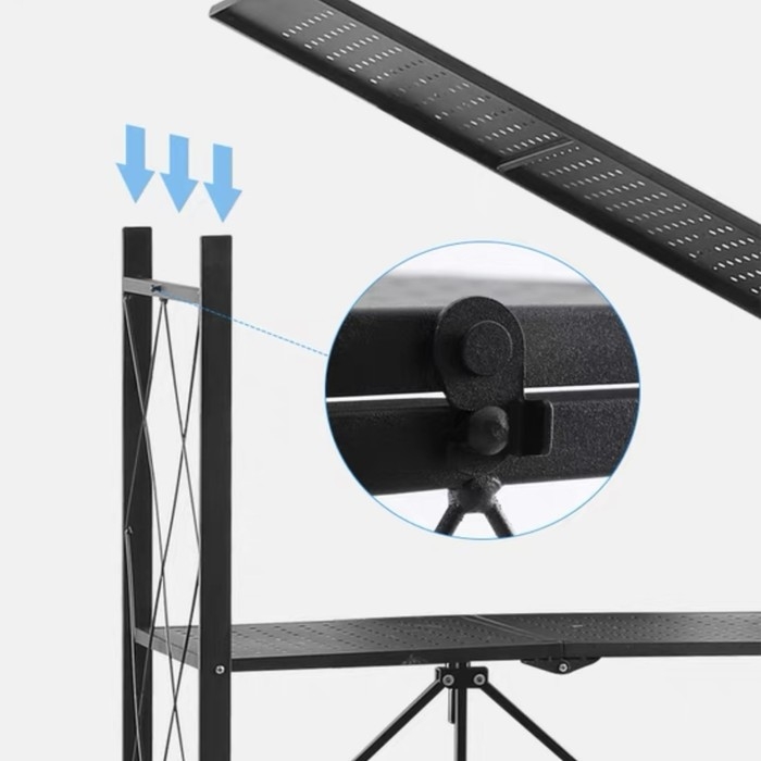 Стеллаж складной на колесах, 5 полок, 72×36×162,5см, цвет чёрный матовый Стеллаж складной на колесах, 5 полок, 72×36×162,5см, цвет чёрный матовый