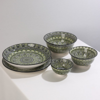 Тарелка глубокая керамическая Доляна «Мирсоле», d=21 см, цвет зелёный Тарелка глубокая керамическая Доляна «Мирсоле», d=21 см, цвет зелёный