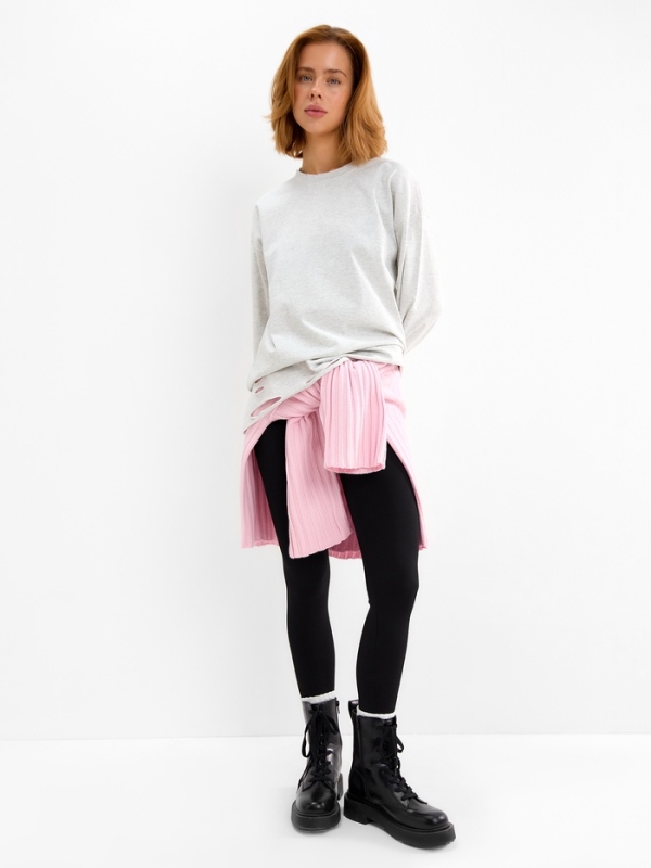 Футболка с длин. рукавом женский MINAKU: One Most Brand, цвет серый-меланж, ONESIZE