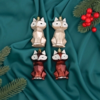 Украшение ёлочное "Сказочный лис" (набор 4 шт) 8,5х3,5 см, бежевый коричневый Украшение ёлочное "Сказочный лис" (набор 4 шт) 8,5х3,5 см, бежевый коричневый