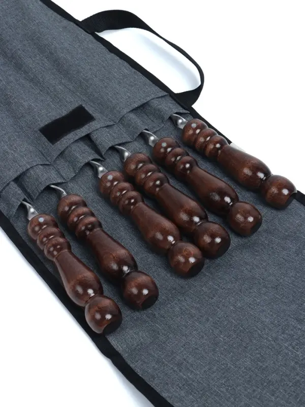 Набор шампуров в колчане, 6 шт, деревянная ручка "Шар", 73(50) х 1,2 х 0,25 см, серый