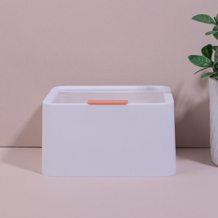 Органайзер для ватных палочек и дисков, с крышкой, 2 секции, 14,5 &times; 13 &times; 8 см, цвет белый/прозрачный