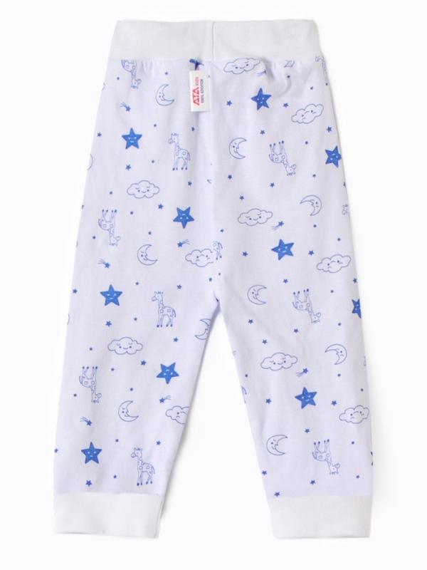 Ползунки с открытой ножкой детские "Жирафы", цвет белый/синий, рост 62