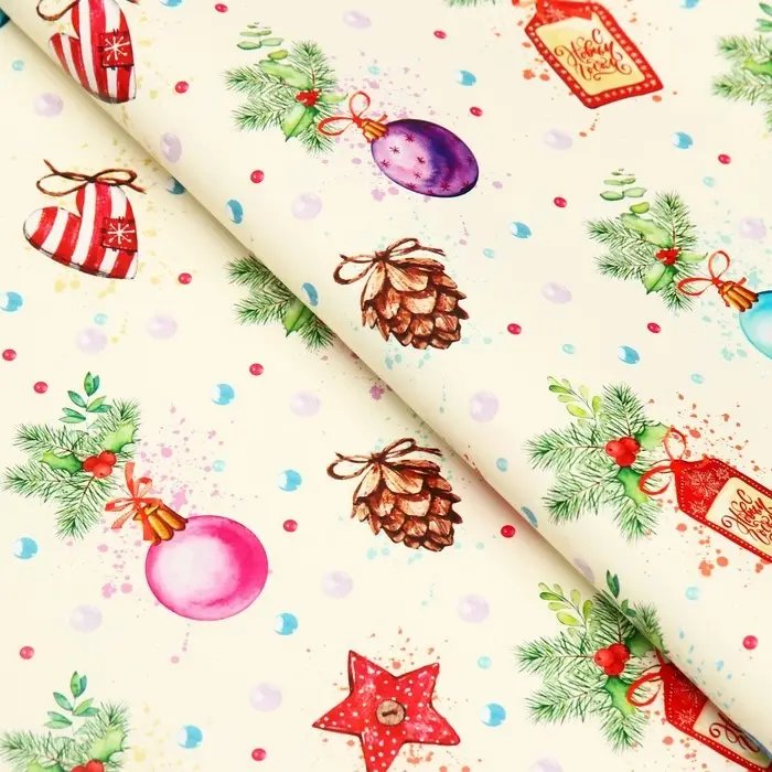 Бумага упаковочная новогодняя глянцевая &laquo;Шарики&raquo;, 50&times;70 см