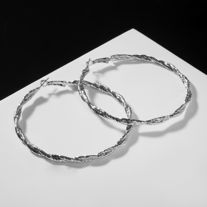 Серьги-кольца &laquo;Карма&raquo; сплетения, цвет серебро, d=6,5