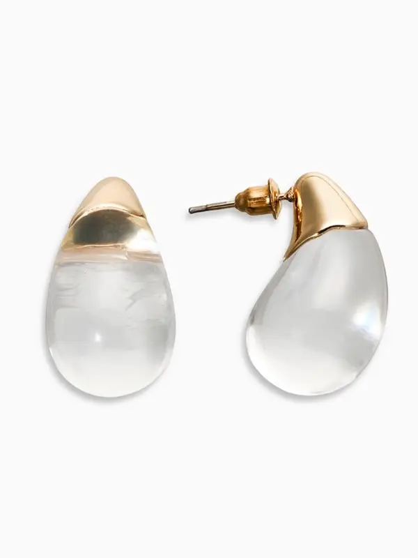 Серьги "Капли Бо", цвет прозрачный белый в золоте