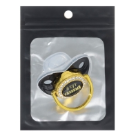 Соска - пустышка силиконовая ортодонтическая &laquo;Я тут главный&raquo;, от 12 мес., с колпачком, цвет черный/золото, стразы