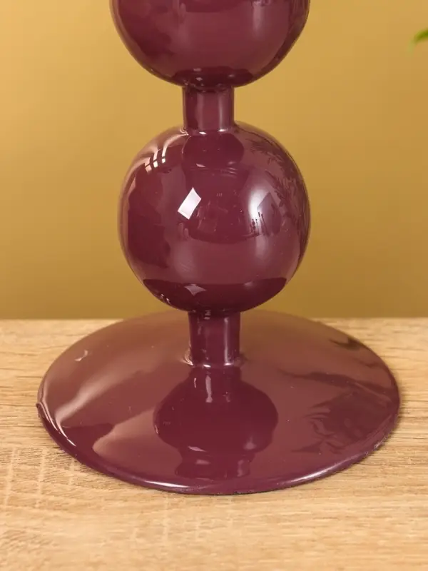 Подсвечник на 1 свечу текстурный "Баклажановый" с 3 сферами 10х10х25 см