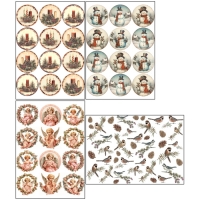 Набор декупажных карт 4 шт &laquo;Новогодние шары&raquo;, плотность 45 гр/м2, формат А4