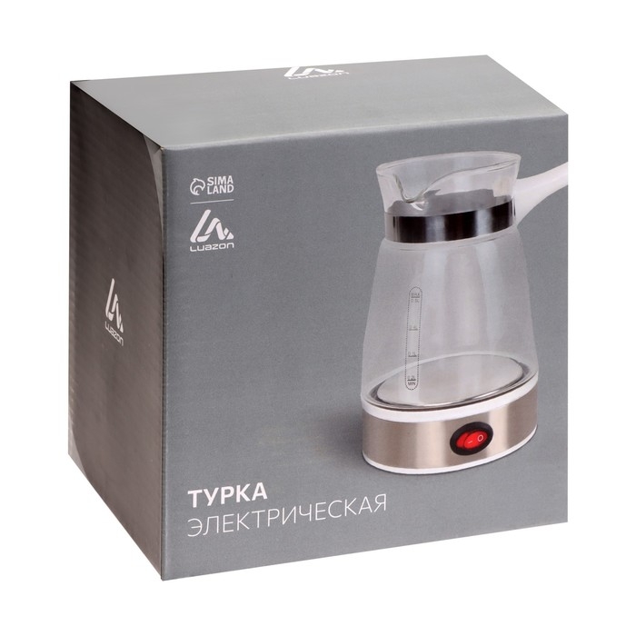 Турка электрическая Luazon LTE-602, 650 Вт, 500 мл, защита от перегрева, стекло Турка электрическая Luazon LTE-602, 650 Вт, 500 мл, защита от перегрева, стекло