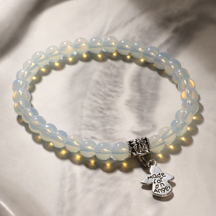 Браслет с подвеской МИКС шар №6 &laquo;Лунный камень&raquo; матовый