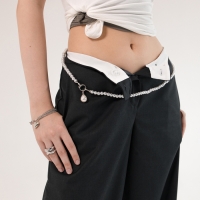 Портупея &laquo;Сумочка&raquo; жемчужинки, цвет белый в серебре, 123 см