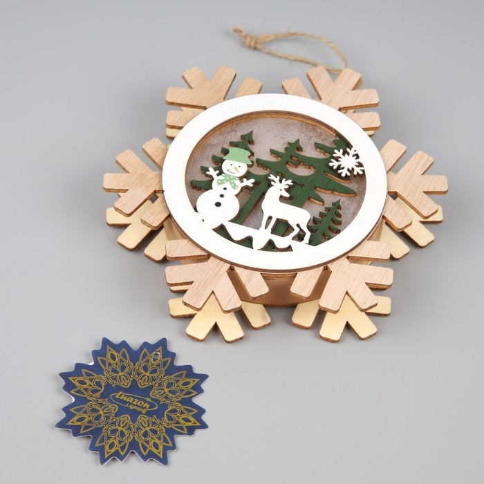 Ёлочная игрушка &laquo;Снеговик и олень&raquo;, от батареек, свечение тёплое белое