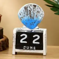 Календарь настольный "Морская ракушка" дерево 11х5х14 см, цв. бело-золотой