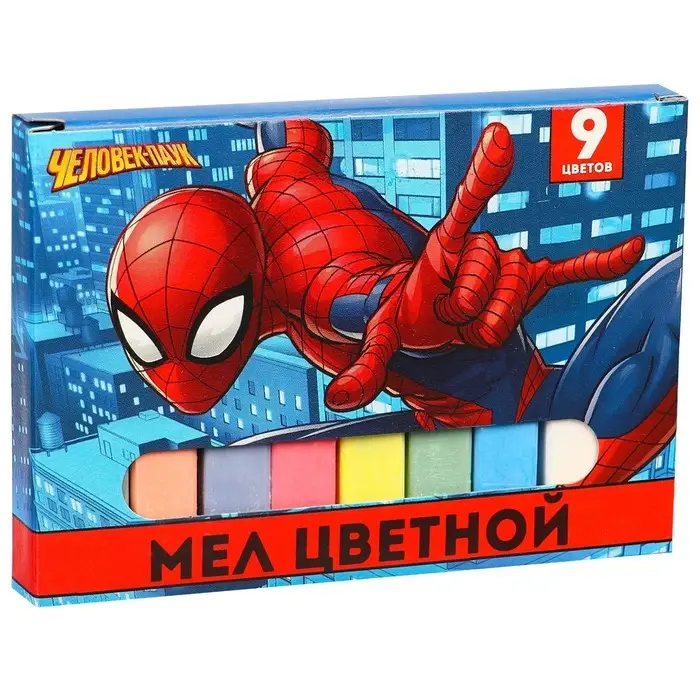 Мелки цветные школьные 9 шт. &laquo;Человек-паук&raquo;