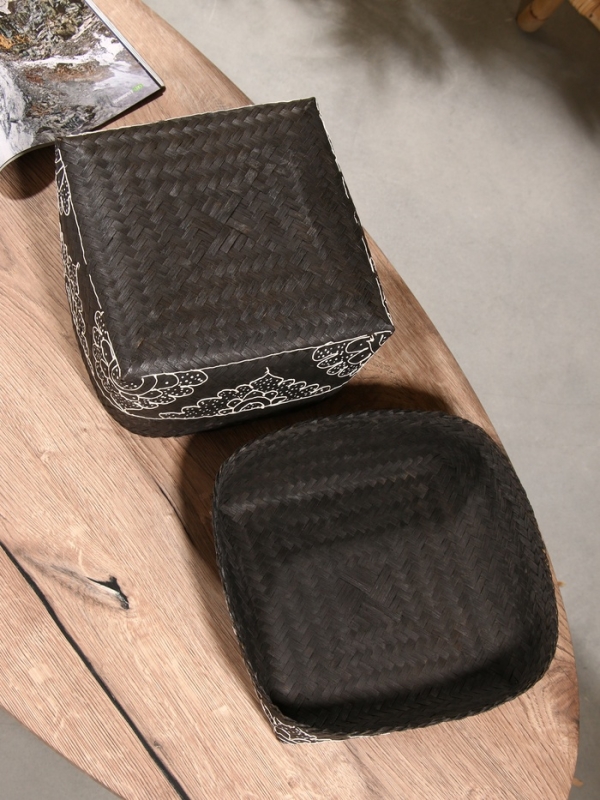 Корзинка плетеная "Бонтанг" бамбук 24х24х15 см, тёмная