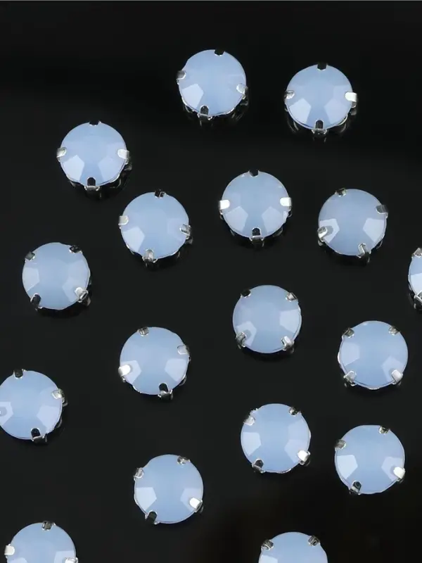 Стразы пришивные &laquo;Шатон&raquo;, круглые, в цапах, d=10 мм, 20 шт., голубые