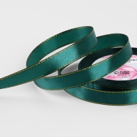 Лента атласная &laquo;Золотые нити&raquo;, 15 мм &times; 23 &plusmn; 1 м, цвет изумрудный №70