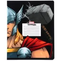 Тетрадь в клетку 24 листа, 5 видов МИКС, частичный уф-лак, обложка мелованный картон, &laquo;Мстители&raquo;