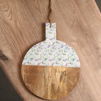 Доска разделочная круглая "Оттенки сирени" дерево манго 36х28 см