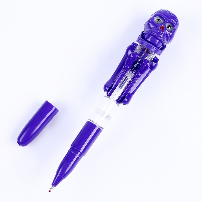 Прикол ручка &laquo;Скелет&raquo;, боксёр, светятся глаза, цвета МИКС