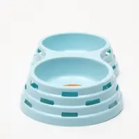 Миска пластиковая двойная 25&times;14&times;5 см, голубая