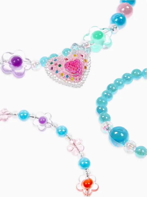 Комплект детский &laquo;Выбражулька. Сердце&raquo;, 4 предмета: клипсы, бусы, кольцо, ободок, МИКС