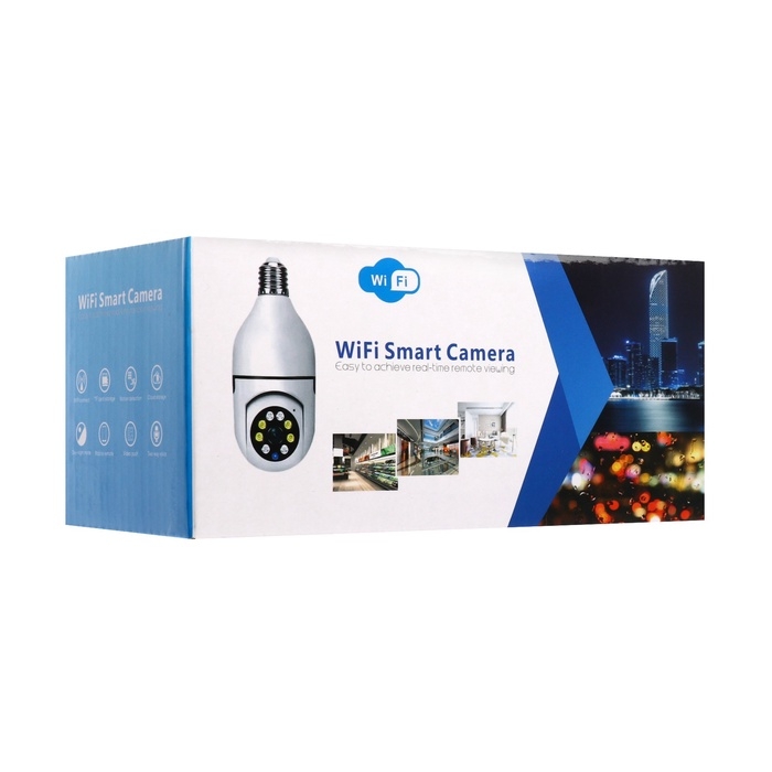 Видеокамера WiFi Cam-13, IP, 2 Мп, в виде лампочки, поворот 355 &deg;, микро, 3.6 мм объектив, белая
