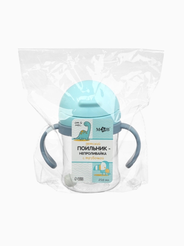 Mum&Baby, Поильник- непроливайка с трубочкой, туканчик, голубой SL-07275A