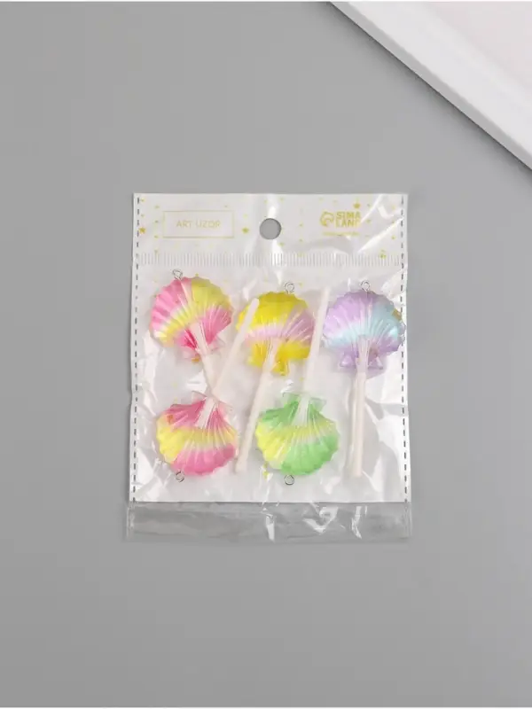 Подвеска для творчества акрил "Ракушка на палочке" МИКС 6х3х1 см