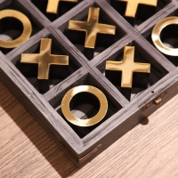 Игра настольная "Крестики-нолики" 18х18 см, манговое дерево, латунь Игра настольная "Крестики-нолики" 18х18 см, манговое дерево, латунь