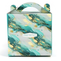 Коробка кондитерская с окном, сундук, &laquo;Мрамор&raquo;, 20 х 20 х 20 см