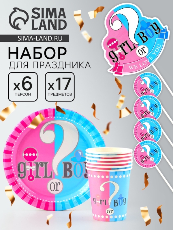 Набор одноразовой посуды &laquo;Гендер Пати&raquo;, 17 предметов
