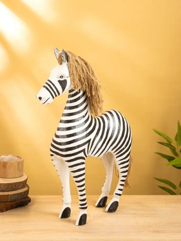 Сувенир "Зебра" дерево 33х11х53 см, цв. чёрно-белый