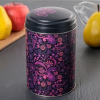 Банка с крышкой для сыпучих продуктов &laquo;Бута&raquo;, 1,1 л, 10&times;16 см, круглая, цвет чёрный