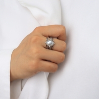 Кольцо с жемчугом &laquo;Богема&raquo; цвет белый в серебре, безразмерное