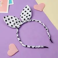 Ободок для волос Выбражулька &laquo;Веселые ушки&raquo;, горох, белый