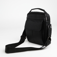 Сумка мужская через плечо TEXTURA, 2 наружных кармана, цвет чёрный