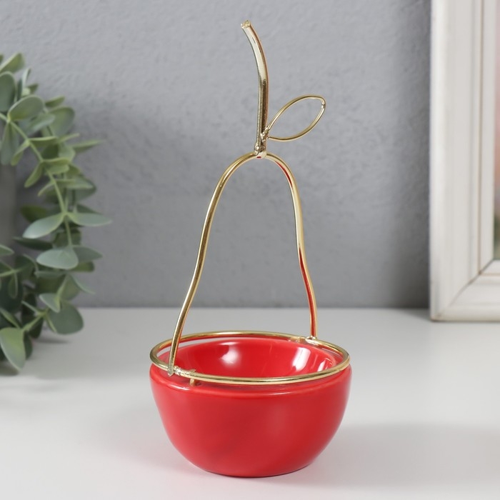 Сувенир керамика, металл подставка Сувенир керамика, металл подставка "Груша" красная с золотом 8х8х17 см