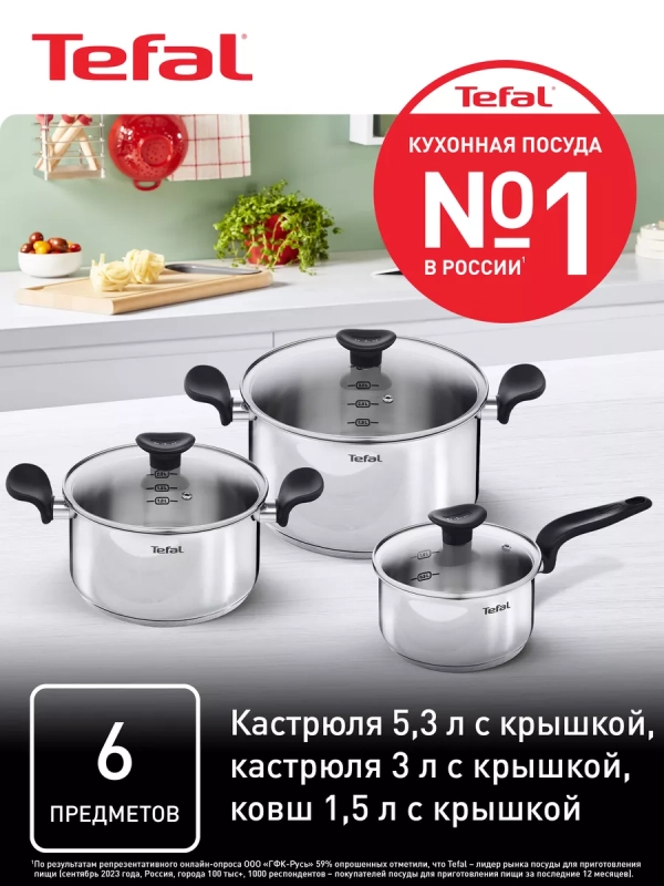 Набор посуды Primary, из нержавеющей стали, 6 предметов