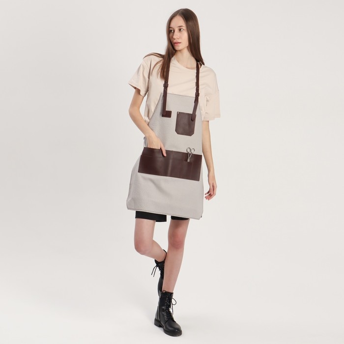 Фартук для мастера, цвет серый/коричневый Фартук для мастера, цвет серый/коричневый