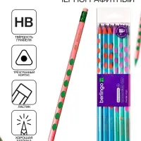 Карандаш чернографитный Berlingo Metallic Ergo, HB, трёхгранный, заточенный, ластик, пластик