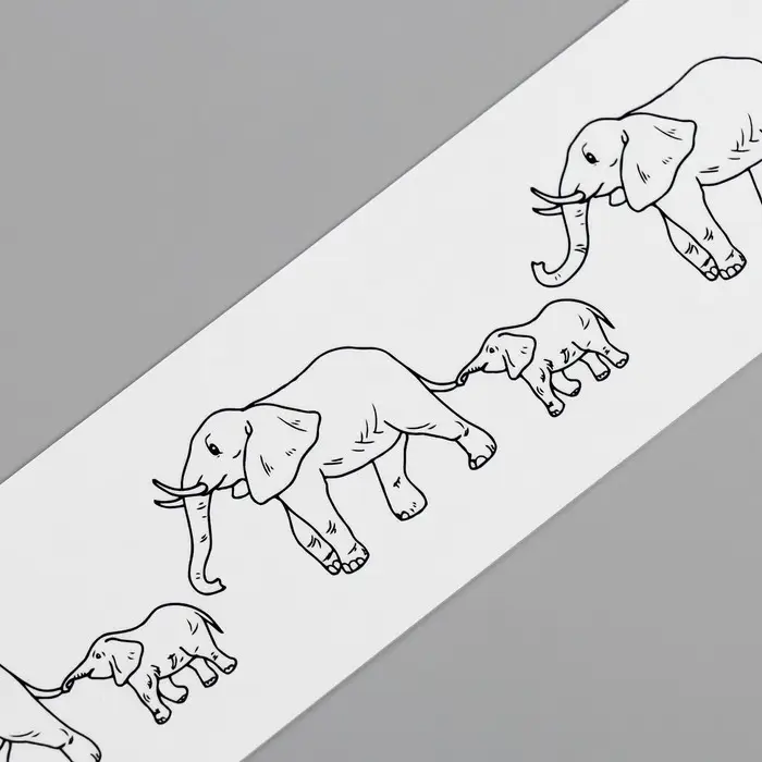 Переводная тату на тело чёрная &laquo;Браслет. Слоны&raquo;, 20&times;3 см