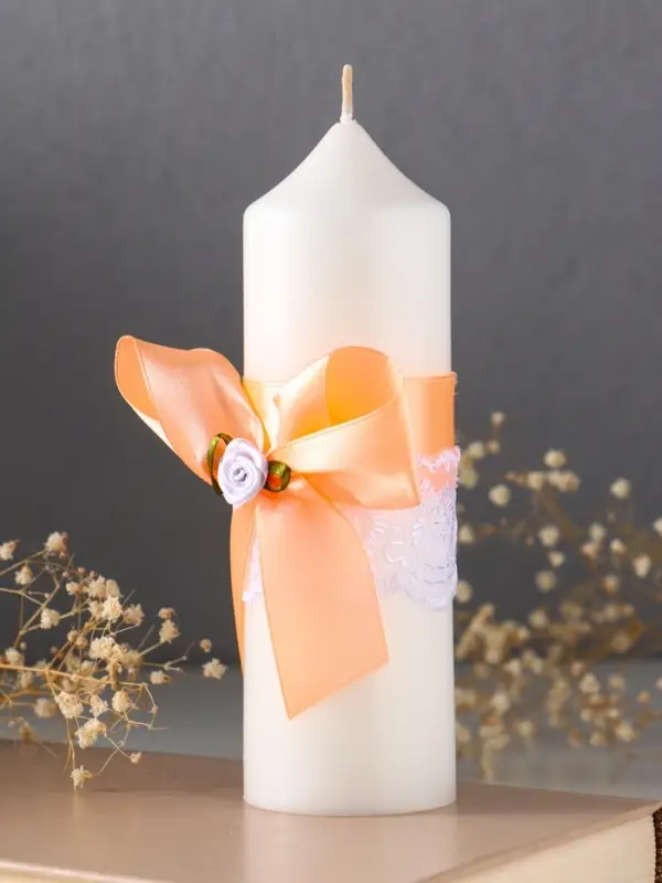 Свечи свадебные "Пышный" набор 3 шт (16 см + 2 шт по 18 см), абрикосовый