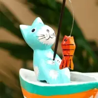 Календарь настольный &laquo;Котики рыбаки&raquo;, 19&times;10&times;10 см, дерево