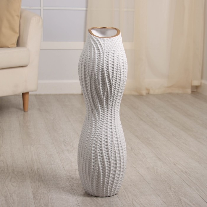 Керамическая ваза для цветов, сухоцветов &laquo;Дуайт&raquo;, напольная, 60 см, белый