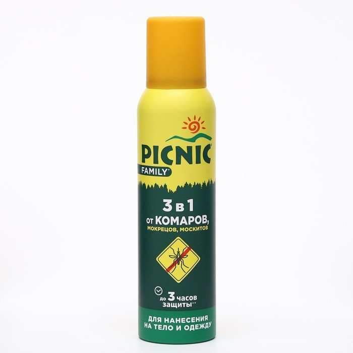 Аэрозоль от комаров, мокрецов, москитов "Picnic Family"  150 мл
