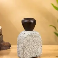 Подсвечник "Каменный факел" камень, дерево 8х5х15 см