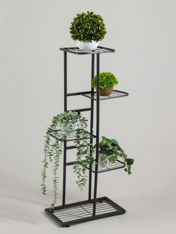Подставка для цветов Greengo, 5 полок, 44 &times; 22 &times; 95 см, напольная, металл, тёмно-серая