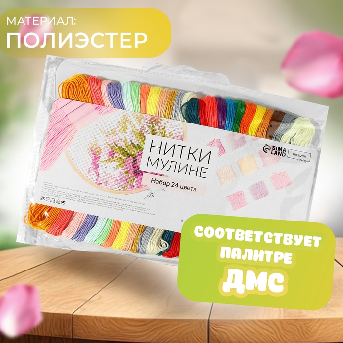 Набор ниток мулине, №2 - №6, 8 &plusmn; 1 м, 24 шт